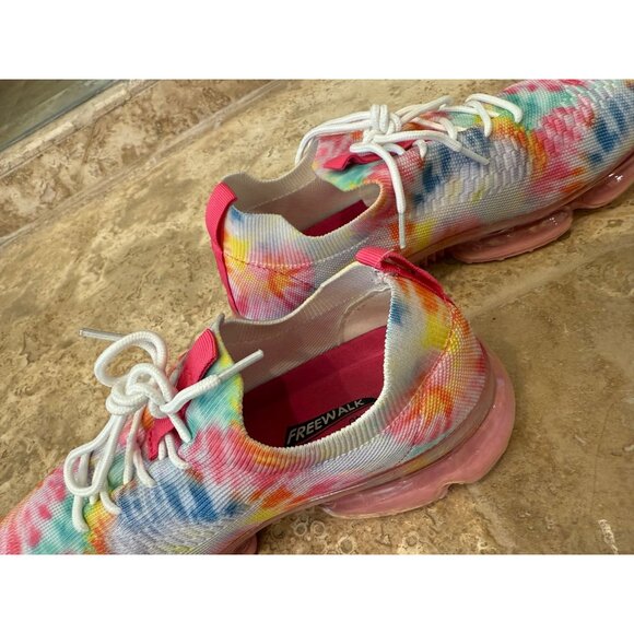Tie-Dye Sketchers Freewalk Foam Fit Sneakers With Clear Sole & Lace-Up Design Sz - Picture 8 of 9